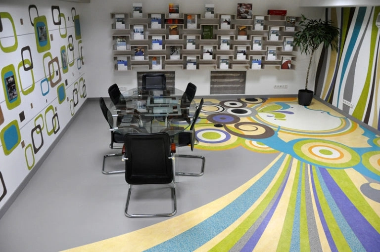 Укладка мармолеума по дизайн-проекту