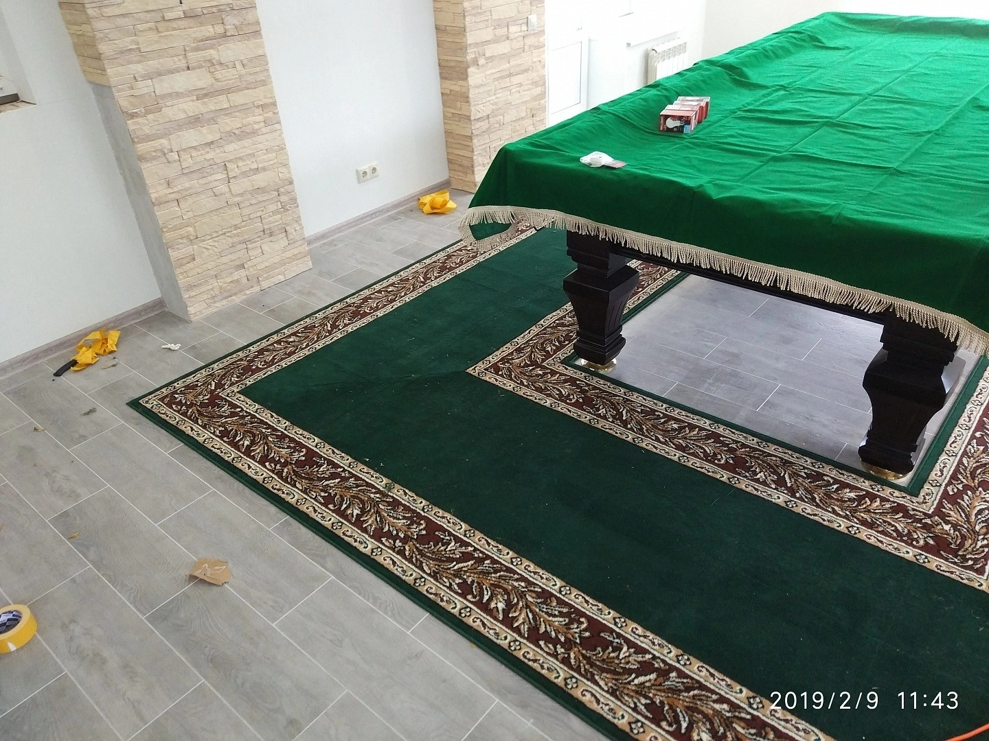 Укладка дорожки вокруг бильярдного стола 7