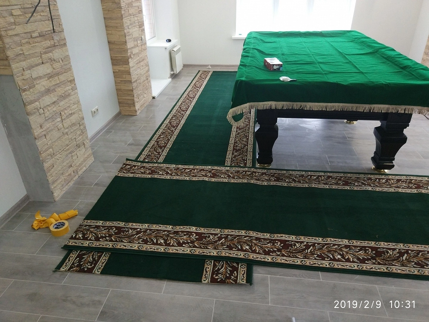 Укладка дорожки вокруг бильярдного стола 2