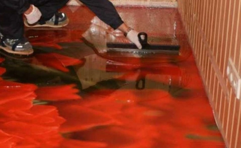 Укладка 3D пола с 2-мя слоями лака